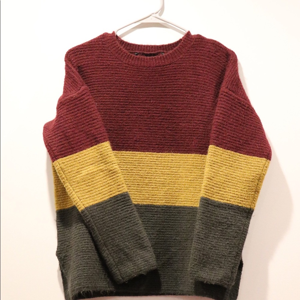 Red, Yellow, Green Colorblock Sweater